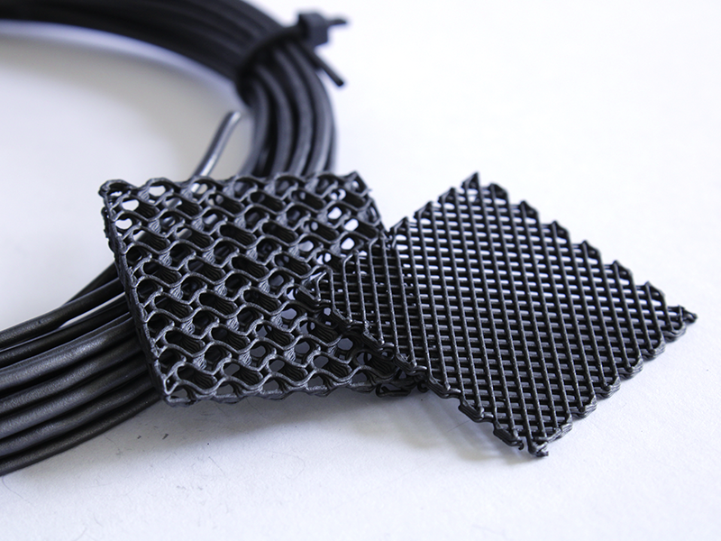 Parts 3D printed with the FEco Carbon filament